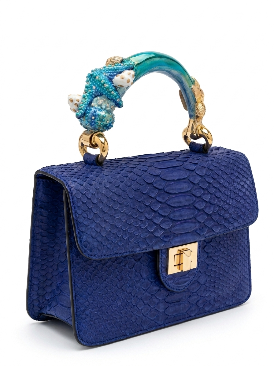 Biagini Art Bag Seashell Starfish Matte Cobalt Blue Powder