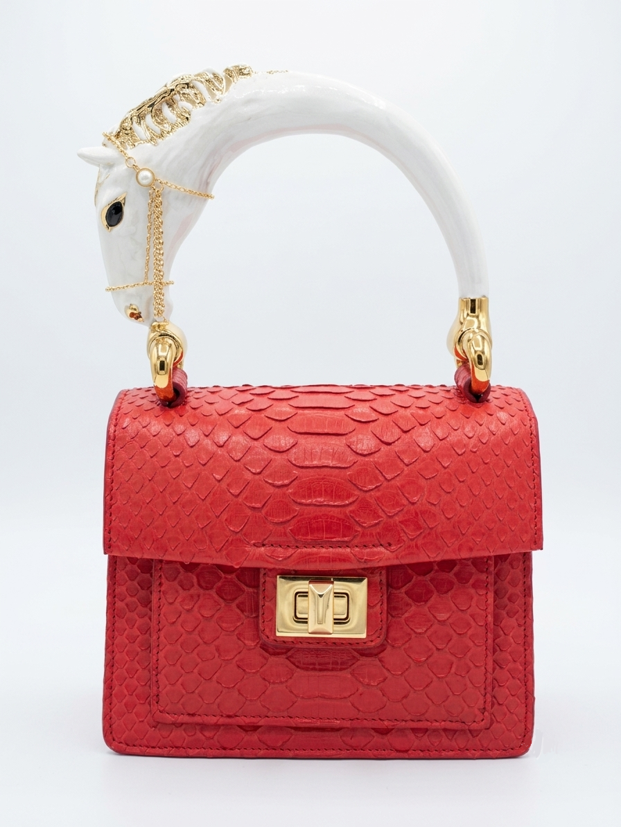 Biagini Art Bag Red Python White Horse
