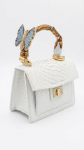 Biagini Art Bag White Python with Blue Butterfly