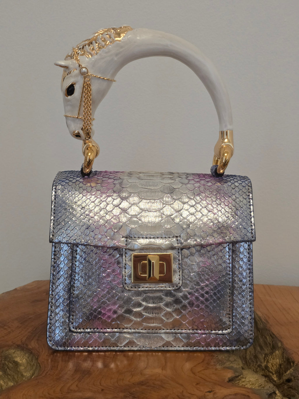 Biagini Art Bag Horse Silver Pink