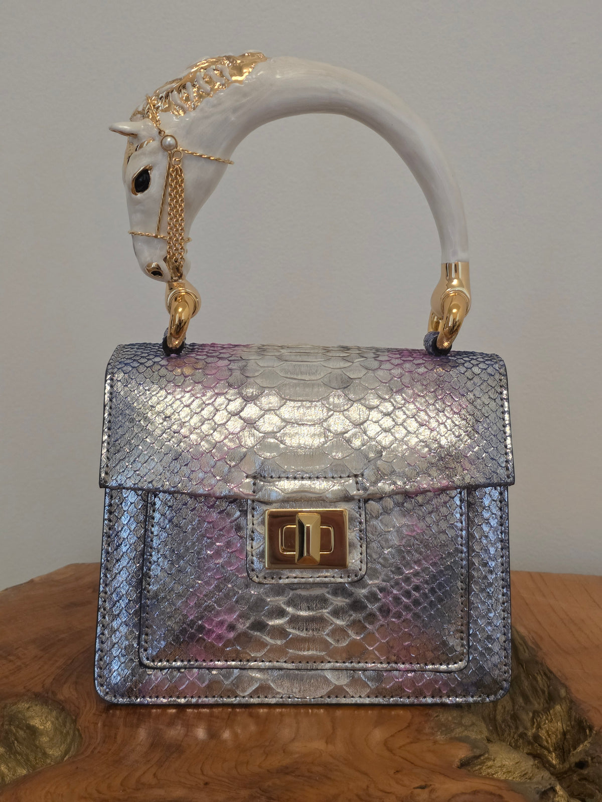 Biagini Art Bag Horse Silver Pink