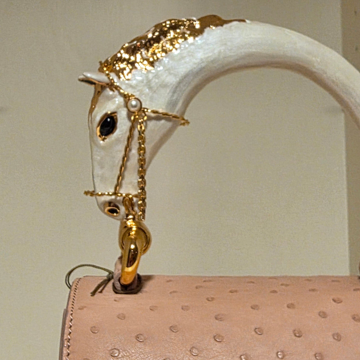 Biagini Art Bag Nude Ostrich White Horse