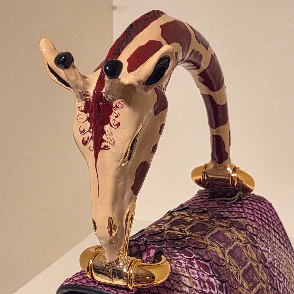 Biagini Art Bag Metalic Plum- Amethyst Gold Python with Giraffe