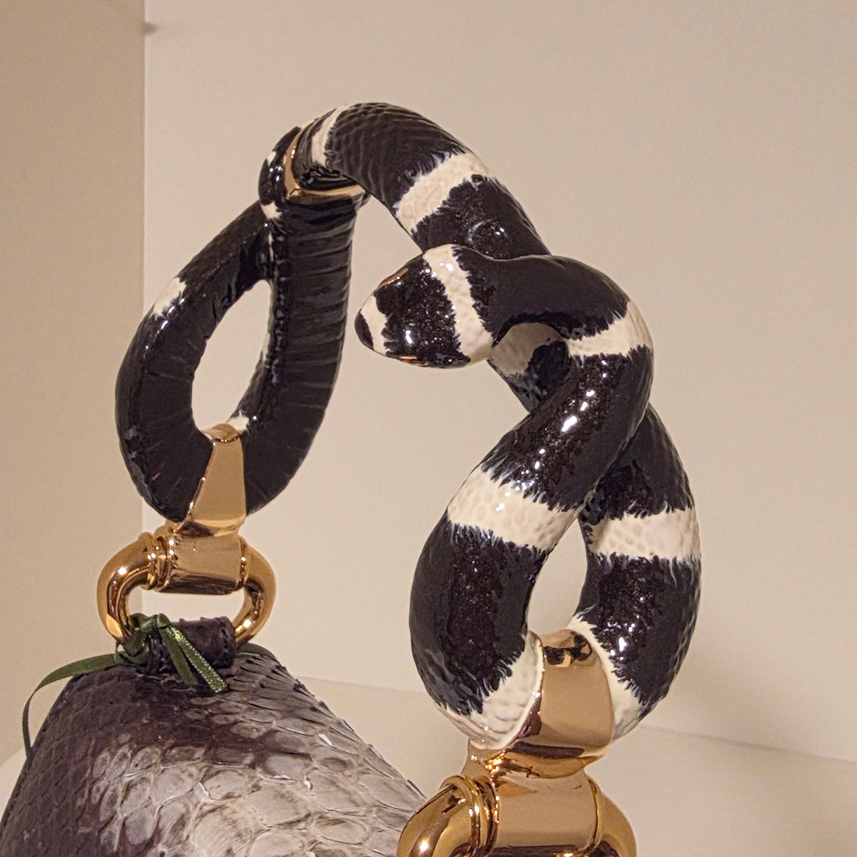 Biagini Art Bag La Perla Ombré Espresso Tortora Python with Snake