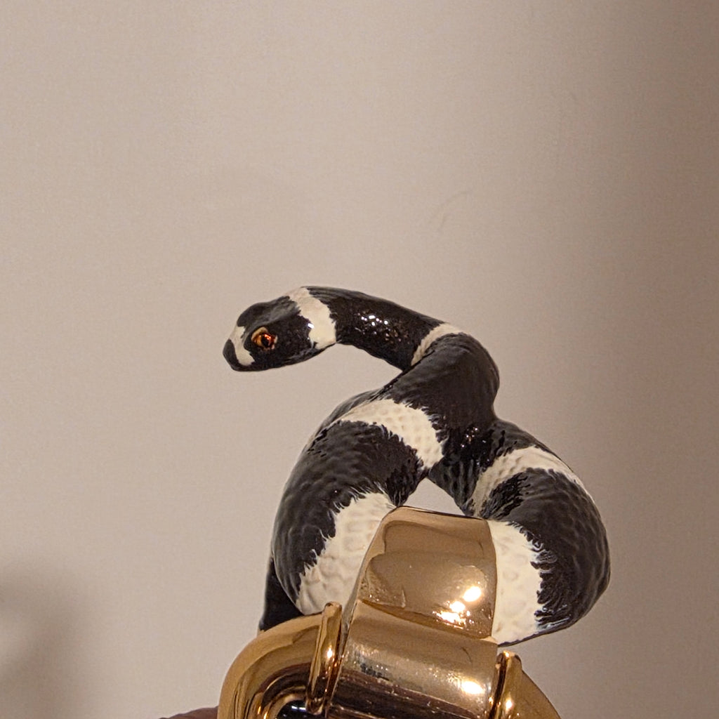 Biagini Art Bag La Perla Ombré Espresso Tortora Python with Snake
